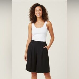 DEX High-Waisted Pleated Shorts-Black Wide Leg Flowy Dress Shorts, Size XS